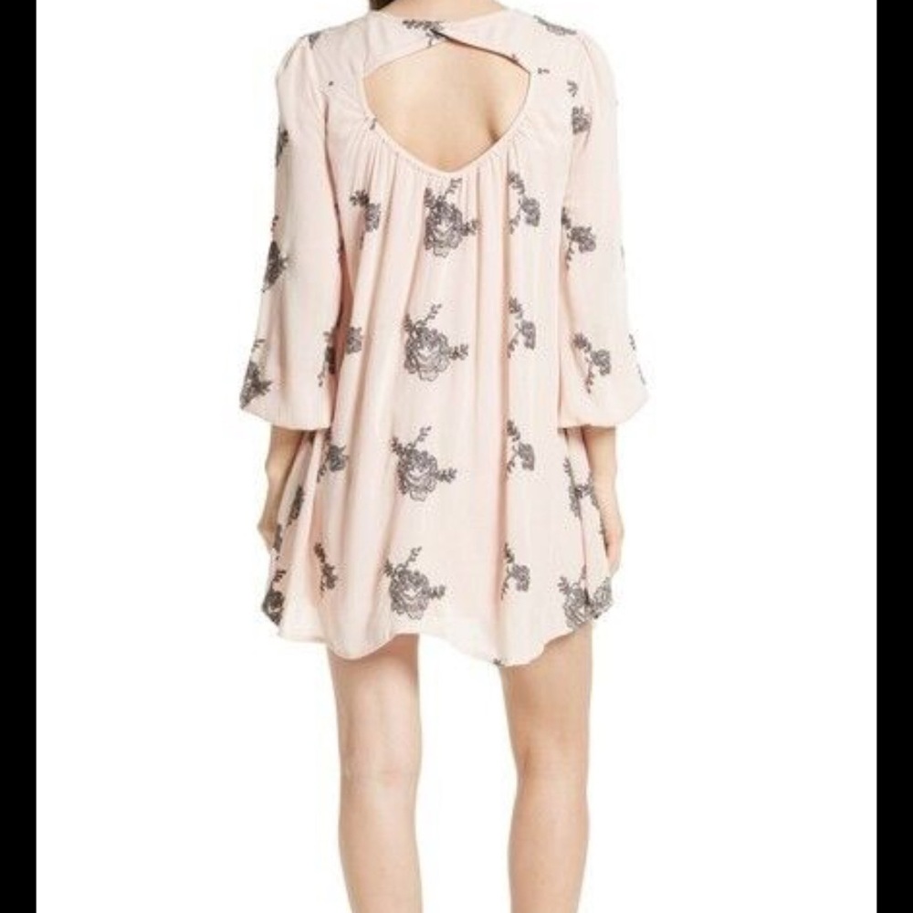 Free People Blush and Black Floral Mini Dress - Picture 3 of 6